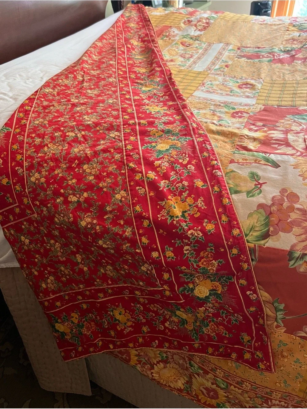 Sunflower Floral Tablecloth - Warm Red & Yellow